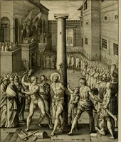 An illustration from Adnotationes et meditationes in Evangelia qvae in sacrosancto Missae sacrificio toto anno legvntur : cum Evangeliorvm concordantia historiae integritati sufficienti : accessit & index historiam ipsam euangelicam in ordinem temporis vitae Christi distribuens (1595)
