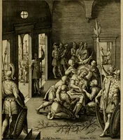 An illustration from Adnotationes et meditationes in Evangelia qvae in sacrosancto Missae sacrificio toto anno legvntur : cum Evangeliorvm concordantia historiae integritati sufficienti : accessit & index historiam ipsam euangelicam in ordinem temporis vitae Christi distribuens (1595)