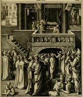 An illustration from Adnotationes et meditationes in Evangelia qvae in sacrosancto Missae sacrificio toto anno legvntur : cum Evangeliorvm concordantia historiae integritati sufficienti : accessit & index historiam ipsam euangelicam in ordinem temporis vitae Christi distribuens (1595)
