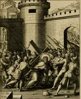 An illustration from Adnotationes et meditationes in Evangelia qvae in sacrosancto Missae sacrificio toto anno legvntur : cum Evangeliorvm concordantia historiae integritati sufficienti : accessit & index historiam ipsam euangelicam in ordinem temporis vitae Christi distribuens (1595)