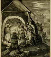 An illustration from Adnotationes et meditationes in Evangelia qvae in sacrosancto Missae sacrificio toto anno legvntur : cum Evangeliorvm concordantia historiae integritati sufficienti : accessit & index historiam ipsam euangelicam in ordinem temporis vitae Christi distribuens (1595)