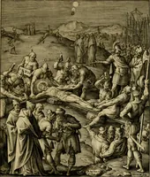 An illustration from Adnotationes et meditationes in Evangelia qvae in sacrosancto Missae sacrificio toto anno legvntur : cum Evangeliorvm concordantia historiae integritati sufficienti : accessit & index historiam ipsam euangelicam in ordinem temporis vitae Christi distribuens (1595)