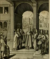An illustration from Adnotationes et meditationes in Evangelia qvae in sacrosancto Missae sacrificio toto anno legvntur : cum Evangeliorvm concordantia historiae integritati sufficienti : accessit & index historiam ipsam euangelicam in ordinem temporis vitae Christi distribuens (1595)