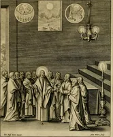An illustration from Adnotationes et meditationes in Evangelia qvae in sacrosancto Missae sacrificio toto anno legvntur : cum Evangeliorvm concordantia historiae integritati sufficienti : accessit & index historiam ipsam euangelicam in ordinem temporis vitae Christi distribuens (1595)