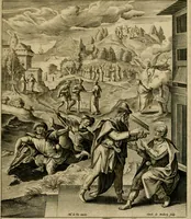 An illustration from Adnotationes et meditationes in Evangelia qvae in sacrosancto Missae sacrificio toto anno legvntur : cum Evangeliorvm concordantia historiae integritati sufficienti : accessit & index historiam ipsam euangelicam in ordinem temporis vitae Christi distribuens (1595)