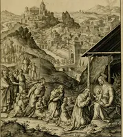 An illustration from Adnotationes et meditationes in Evangelia qvae in sacrosancto Missae sacrificio toto anno legvntur : cum Evangeliorvm concordantia historiae integritati sufficienti : accessit & index historiam ipsam euangelicam in ordinem temporis vitae Christi distribuens (1595)