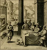 An illustration from Adnotationes et meditationes in Evangelia qvae in sacrosancto Missae sacrificio toto anno legvntur : cum Evangeliorvm concordantia historiae integritati sufficienti : accessit & index historiam ipsam euangelicam in ordinem temporis vitae Christi distribuens (1595)