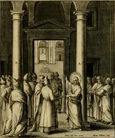An illustration from Adnotationes et meditationes in Evangelia qvae in sacrosancto Missae sacrificio toto anno legvntur : cum Evangeliorvm concordantia historiae integritati sufficienti : accessit & index historiam ipsam euangelicam in ordinem temporis vitae Christi distribuens (1595)