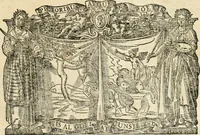 An illustration from Adr. vande Vennes Tafereel van de belacchende werelt : en des selfs geluckige eeuwe, goet rondt, met by-gevoegde raedsel-spreucken, aengevvesen in de boer-achtige eenvoudigheyt, op de haegsche kermis : verciert met konst-rijcke af-beeldingen (1635)