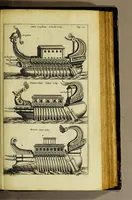 An illustration from Aeloude en hedendaegsche scheeps-bouw en bestier: : waer in wijtloopigh wert verhandelt de wijze van scheeps-timmeren, by Grieken en Romeynen: scheeps-oeffeningen, strijden, tucht, straffe, wetten, en gewoonten. Beneffens evenmatige grootheden van schepen onses tijts, ontleet in alle hare deelen: verschil van bouwen tusschen uitheemschen en onzen landaert, Indisch vaertuygh: galey-bouw: hedendaegsche scheeps-plichten: verrijckt met een reex verklaerde zee-mans spreeck-woorden en benamingen. Doorgaens mit vele kopere platen. (1671)