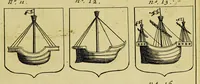 An illustration from Aeloude en hedendaegsche scheeps-bouw en bestier: : waer in wijtloopigh wert verhandelt de wijze van scheeps-timmeren, by Grieken en Romeynen: scheeps-oeffeningen, strijden, tucht, straffe, wetten, en gewoonten. Beneffens evenmatige grootheden van schepen onses tijts, ontleet in alle hare deelen: verschil van bouwen tusschen uitheemschen en onzen landaert, Indisch vaertuygh: galey-bouw: hedendaegsche scheeps-plichten: verrijckt met een reex verklaerde zee-mans spreeck-woorden en benamingen. Doorgaens mit vele kopere platen. (1671)