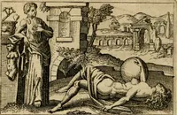 An illustration from Aereoplastes theo-sophicus, sive, Eicones mysticae : rarâ solertiâ, ac sagacitate singulari effictae, eaqu[ue] aere incisae ... (1620)