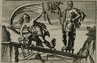 Picture 55 of 104 from Aereoplastes theo-sophicus, sive, Eicones mysticae : rarâ solertiâ, ac sagacitate singulari effictae eæq́[ue] æri incisæ : integram veræ theosophias rationem mirâ dexteritate adumbrantes : euolutione Latinâ ex Sacris Scripturis, sanctis patribus, philosophis, oratoribus, historicis ac poëtis tàm Græcis quàm Latinis Christianis iuxtà atq[ue]; gentibus nunc illuminatæ, ac bonorum bono editæ (1620), leaf 119