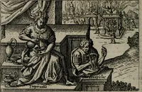 Picture 60 of 104 from Aereoplastes theo-sophicus, sive, Eicones mysticae : rarâ solertiâ, ac sagacitate singulari effictae eæq́[ue] æri incisæ : integram veræ theosophias rationem mirâ dexteritate adumbrantes : euolutione Latinâ ex Sacris Scripturis, sanctis patribus, philosophis, oratoribus, historicis ac poëtis tàm Græcis quàm Latinis Christianis iuxtà atq[ue]; gentibus nunc illuminatæ, ac bonorum bono editæ (1620), leaf 129