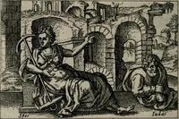 Picture 64 of 104 from Aereoplastes theo-sophicus, sive, Eicones mysticae : rarâ solertiâ, ac sagacitate singulari effictae eæq́[ue] æri incisæ : integram veræ theosophias rationem mirâ dexteritate adumbrantes : euolutione Latinâ ex Sacris Scripturis, sanctis patribus, philosophis, oratoribus, historicis ac poëtis tàm Græcis quàm Latinis Christianis iuxtà atq[ue]; gentibus nunc illuminatæ, ac bonorum bono editæ (1620), leaf 137