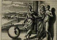 Picture 78 of 104 from Aereoplastes theo-sophicus, sive, Eicones mysticae : rarâ solertiâ, ac sagacitate singulari effictae eæq́[ue] æri incisæ : integram veræ theosophias rationem mirâ dexteritate adumbrantes : euolutione Latinâ ex Sacris Scripturis, sanctis patribus, philosophis, oratoribus, historicis ac poëtis tàm Græcis quàm Latinis Christianis iuxtà atq[ue]; gentibus nunc illuminatæ, ac bonorum bono editæ (1620), leaf 165