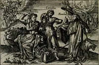 An illustration from Aereoplastes theo-sophicus, sive, Eicones mysticae : rarâ solertiâ, ac sagacitate singulari effictae eæq́[ue] æri incisæ : integram veræ theosophias rationem mirâ dexteritate adumbrantes : euolutione Latinâ ex Sacris Scripturis, sanctis patribus, philosophis, oratoribus, historicis ac poëtis tàm Græcis quàm Latinis Christianis iuxtà atq[ue]; gentibus nunc illuminatæ, ac bonorum bono editæ (1620)