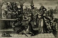 An illustration from Aereoplastes theo-sophicus, sive, Eicones mysticae : rarâ solertiâ, ac sagacitate singulari effictae eæq́[ue] æri incisæ : integram veræ theosophias rationem mirâ dexteritate adumbrantes : euolutione Latinâ ex Sacris Scripturis, sanctis patribus, philosophis, oratoribus, historicis ac poëtis tàm Græcis quàm Latinis Christianis iuxtà atq[ue]; gentibus nunc illuminatæ, ac bonorum bono editæ (1620)