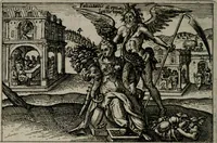 An illustration from Aereoplastes theo-sophicus, sive, Eicones mysticae : rarâ solertiâ, ac sagacitate singulari effictae eæq́[ue] æri incisæ : integram veræ theosophias rationem mirâ dexteritate adumbrantes : euolutione Latinâ ex Sacris Scripturis, sanctis patribus, philosophis, oratoribus, historicis ac poëtis tàm Græcis quàm Latinis Christianis iuxtà atq[ue]; gentibus nunc illuminatæ, ac bonorum bono editæ (1620)