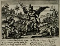 Picture 39 of 104 from Aereoplastes theo-sophicus, sive, Eicones mysticae : rarâ solertiâ, ac sagacitate singulari effictae eæq́[ue] æri incisæ : integram veræ theosophias rationem mirâ dexteritate adumbrantes : euolutione Latinâ ex Sacris Scripturis, sanctis patribus, philosophis, oratoribus, historicis ac poëtis tàm Græcis quàm Latinis Christianis iuxtà atq[ue]; gentibus nunc illuminatæ, ac bonorum bono editæ (1620), leaf 87