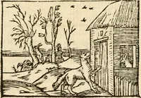 An illustration from Aesopi Phrigis Et Aliorvm Fabvlae. : Elegantissimis Iconibus illustratæ, & diligentius quàm antehac emendatæ (1554)