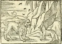 An illustration from Aesopi Phrigis Et Aliorvm Fabvlae. : Elegantissimis Iconibus illustratæ, & diligentius quàm antehac emendatæ (1554)
