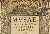 An illustration from Aesopi Phrygis vita et fabellae : cum latina interpretatione. Gabriae Graeci fabellae tres & quadraginta ex trimetris iambis, praeter ultima ex Scazonte, tetrastichis conclusae : cum latina interpretatione. Ex Aphthonii exercitametis de fabula : tum de formicis & cicadis graece & latine. De fabula ex imaginibus Philostrati graece & latine. Ex Hermogensis exercitametis de fabula Prisciano interprete. [Homeri batrachomyomachia, hoc est, Ranarum & murium pugna : Graece & Latine. De Ero & Leandro : Graece & Latine (1518)