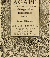 An illustration from Aesopi Phrygis vita et fabellae : cum latina interpretatione. Gabriae Graeci fabellae tres & quadraginta ex trimetris iambis, praeter ultima ex Scazonte, tetrastichis conclusae : cum latina interpretatione. Ex Aphthonii exercitametis de fabula : tum de formicis & cicadis graece & latine. De fabula ex imaginibus Philostrati graece & latine. Ex Hermogensis exercitametis de fabula Prisciano interprete. [Homeri batrachomyomachia, hoc est, Ranarum & murium pugna : Graece & Latine. De Ero & Leandro : Graece & Latine (1518)