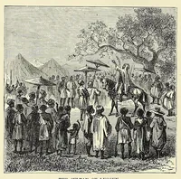 An illustration from Africa and its exploration : as told by its explorers Mungo Park, Clapperton, the Landers, Livingstone, Barth, Barkie, Denham, Burton, Speke, Caillie, Schweinfurth, Mohr, Stanley, Holub, Serpa, Pinto, Farini, Thomson, Montagu Kerr ; with 600 illustrations and maps