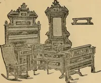 An illustration from A. H. Heilman and Co.'s ninth annual catalogue of cottage and ash walnut trimmed chamber furniture, Williamsport, Pa., March 1, 1880. (1880)