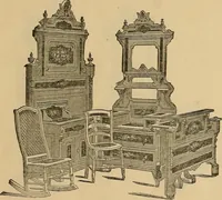 An illustration from A. H. Heilman and Co.'s ninth annual catalogue of cottage and ash walnut trimmed chamber furniture, Williamsport, Pa., March 1, 1880. (1880)