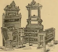 An illustration from A. H. Heilman and Co.'s ninth annual catalogue of cottage and ash walnut trimmed chamber furniture, Williamsport, Pa., March 1, 1880. (1880)