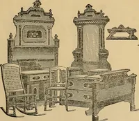 An illustration from A. H. Heilman and Co.'s ninth annual catalogue of cottage and ash walnut trimmed chamber furniture, Williamsport, Pa., March 1, 1880. (1880)