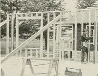 An illustration from Aladdin Manual of construction : containing practical methods covering every step necessary in the erection of Aladdin houses, barns, garages, etc. / prepared and illustrated by David S. Betcone (1918)
