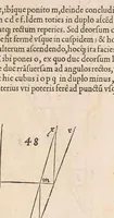 An illustration from Albertus Durerus Nurembergensis pictor huius aetatis celeberrimus, versus è Germanica lingua in Latinam, pictoribus, fabris aerariis ac lignariis, lapicidis, statuariis, & vniuersis demum qui circino, gnomone, libella, aut alioqui certa mensura opera sua examinant, propè necessarius, adeò exactè quatuor his suaru[m] Institutionum geometricarum libris, lineas, superficies & solida corpora tractauit, adhibitis designationibus ad eam rem accommodatissimis : denuo ad scripti exemplaris fidem omnia diligenter recognita, emendatius iam in lucem exeunt (1535)