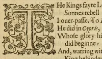 An illustration from Albions England : a continued historie of the same kingdome, from the originals of the first inhabitants thereof : with most the chiefe alterations and accidents theare hapning, vnto, and in the happie raigne of our now most gracious soueraigne, Queene Elizabeth : not barren in varietie of inuentiue and historicall intermixtures (1602)