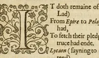 An illustration from Albions England : a continued historie of the same kingdome, from the originals of the first inhabitants thereof : with most the chiefe alterations and accidents theare hapning, vnto, and in the happie raigne of our now most gracious soueraigne, Queene Elizabeth : not barren in varietie of inuentiue and historicall intermixtures (1602)