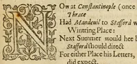 An illustration from Albions England : a continued historie of the same kingdome, from the originals of the first inhabitants thereof : with most the chiefe alterations and accidents theare hapning, vnto, and in the happie raigne of our now most gracious soueraigne, Queene Elizabeth : not barren in varietie of inuentiue and historicall intermixtures (1602)