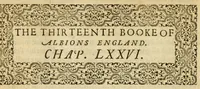 An illustration from Albions England : a continued historie of the same kingdome, from the originals of the first inhabitants thereof : with most the chiefe alterations and accidents theare hapning, vnto, and in the happie raigne of our now most gracious soueraigne, Queene Elizabeth : not barren in varietie of inuentiue and historicall intermixtures (1602)