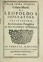 An illustration from Alla sacra augusta cesarea maestà di Leopoldo I, imperatore felicissimo : acclamatione panegirica (1658)
