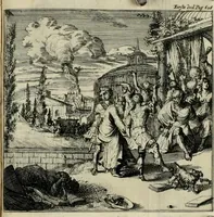 An illustration from Alle de werken van Lucianus den Samosatenser : nieuwlyks uit het Grieks vertaalt (1679)