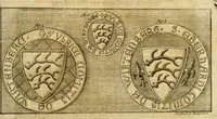 An illustration from Allgemeine Geschichte Würtenbergs und dessen angränzender Gebiethe und Gegenden, nach den merkwürdigsten Veränderungen in Staats-Kirchen und Burgerlichen Wesen : Alles mit nöthigen Documenten bewiesen und mit vielen Kupfern gezieret (1764)
