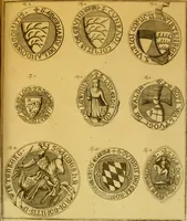 An illustration from Allgemeine Geschichte Würtenbergs und dessen angränzender Gebiethe und Gegenden, nach den merkwürdigsten Veränderungen in Staats-Kirchen und Burgerlichen Wesen : Alles mit nöthigen Documenten bewiesen und mit vielen Kupfern gezieret (1764)