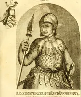 An illustration from Allgemeine Geschichte Würtenbergs und dessen angränzender Gebiethe und Gegenden, nach den merkwürdigsten Veränderungen in Staats-Kirchen und Burgerlichen Wesen : Alles mit nöthigen Documenten bewiesen und mit vielen Kupfern gezieret (1764)