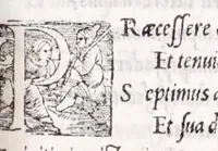 An illustration from Ambrosii Novidii Fracci Ferentinatis Sacrorum fastorum libri XII : cum romanis consuetudinibus per totum annũ, suisq[ue] causis, ac stellis, et numinũ nostrorum introductionibus : adhibitis XII. mensibvs, XII. apost. tutelis, rebus gestis, necnõ figuris, ac fabulis ad rẽ faciẽtibus, à suis tenebris ad lucẽ, idest Christum, reductis : opus sane sic post natalẽ domini à nullo antea scriptum aut editum (1547)