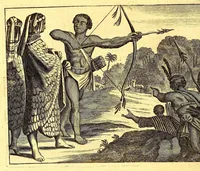 An illustration from America: being an accurate description of the Nevv VVorld; : containing the original of the inhabitants; the remarkable voyages thither: the conquest of the vast empires of Mexico and Peru, their ancient and later vvars. With their several plantations, many, and rich islands; their cities, fortresses, towns, temples, mountains, and rivers: their habits, customs, manners, and religions; their peculiar plants, beasts, birds, and serpents. (1670)
