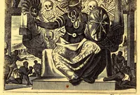 An illustration from America: being an accurate description of the Nevv VVorld; : containing the original of the inhabitants; the remarkable voyages thither: the conquest of the vast empires of Mexico and Peru, their ancient and later vvars. With their several plantations, many, and rich islands; their cities, fortresses, towns, temples, mountains, and rivers: their habits, customs, manners, and religions; their peculiar plants, beasts, birds, and serpents. (1670)