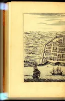 An illustration from America: being an accurate description of the Nevv VVorld; : containing the original of the inhabitants; the remarkable voyages thither: the conquest of the vast empires of Mexico and Peru, their ancient and later vvars. With their several plantations, many, and rich islands; their cities, fortresses, towns, temples, mountains, and rivers: their habits, customs, manners, and religions; their peculiar plants, beasts, birds, and serpents. (1670)