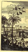 An illustration from America: being an accurate description of the Nevv VVorld; : containing the original of the inhabitants; the remarkable voyages thither: the conquest of the vast empires of Mexico and Peru, their ancient and later vvars. With their several plantations, many, and rich islands; their cities, fortresses, towns, temples, mountains, and rivers: their habits, customs, manners, and religions; their peculiar plants, beasts, birds, and serpents. (1670)