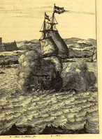An illustration from America: being the latest, and most accurate description of the Nevv VVorld; : containing the original of the inhabitants, and the remarkable voyages thither. The conquest of the vast empires of Mexico and Peru, and other large provinces and territories, with the several European plantations in those parts. Also their cities, fortresses, towns, temples, mountains, and rivers. Their habits, customs, manners, and religions. Their plants, beasts, birds, and serpents. With an appendix, containing, besides several other considerable additions, a brief survey of what hath been discover'd of the unknown South-Land and the Arctick region. (1671)